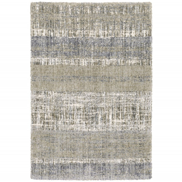 HomeRoots 2' Grey and Ivory Abstract Lines Runner Rug - Modern Vintage Style for Hallways and Living Spaces 3'10" x 5'5" 383677