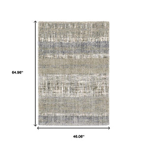 HomeRoots 2' Grey and Ivory Abstract Lines Runner Rug - Modern Vintage Style for Hallways and Living Spaces 3'10" x 5'5" 383677