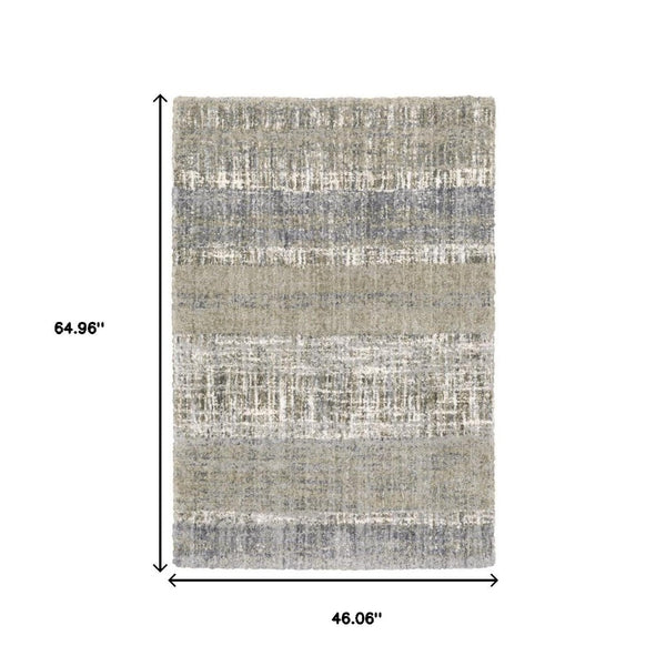 HomeRoots 2' Grey and Ivory Abstract Lines Runner Rug - Modern Vintage Style for Hallways and Living Spaces 3'10" x 5'5" 383677