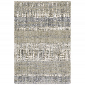 HomeRoots 2' Grey and Ivory Abstract Lines Runner Rug - Modern Vintage Style for Hallways and Living Spaces 5'3" x 7'6" 383678