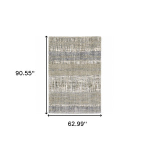 HomeRoots 2' Grey and Ivory Abstract Lines Runner Rug - Modern Vintage Style for Hallways and Living Spaces 5'3" x 7'6" 383678