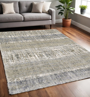 HomeRoots 2' Grey and Ivory Abstract Lines Runner Rug - Modern Vintage Style for Hallways and Living Spaces 5'3" x 7'6" 383678