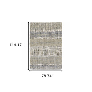 HomeRoots 2' Grey and Ivory Abstract Lines Runner Rug - Modern Vintage Style for Hallways and Living Spaces 6'7" x 9'6" 383679