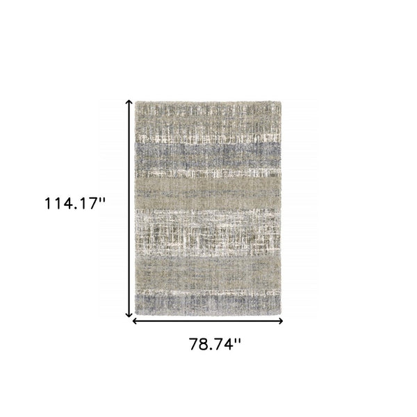 HomeRoots 2' Grey and Ivory Abstract Lines Runner Rug - Modern Vintage Style for Hallways and Living Spaces 6'7" x 9'6" 383679