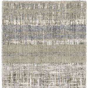HomeRoots 2' Grey and Ivory Abstract Lines Runner Rug - Modern Vintage Style for Hallways and Living Spaces 6'7" x 9'6" 383679