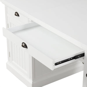 English Elm 67" White Executive Desk with Cabinet Storage Drawers and Usb Ports for Home Office N751S415500K