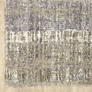 HomeRoots 2' Grey and Ivory Abstract Lines Runner Rug - Modern Vintage Style for Hallways and Living Spaces 7'10" x 10'10" 383680