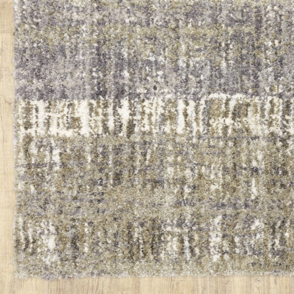 HomeRoots 2' Grey and Ivory Abstract Lines Runner Rug - Modern Vintage Style for Hallways and Living Spaces 7'10" x 10'10" 383680