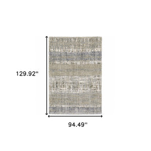 HomeRoots 2' Grey and Ivory Abstract Lines Runner Rug - Modern Vintage Style for Hallways and Living Spaces 7'10" x 10'10" 383680