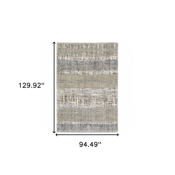 HomeRoots 2' Grey and Ivory Abstract Lines Runner Rug - Modern Vintage Style for Hallways and Living Spaces 7'10" x 10'10" 383680