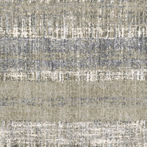 HomeRoots 2' Grey and Ivory Abstract Lines Runner Rug - Modern Vintage Style for Hallways and Living Spaces 9'10" x 12'10" 383681