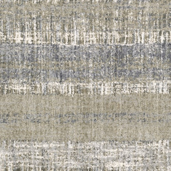 HomeRoots 2' Grey and Ivory Abstract Lines Runner Rug - Modern Vintage Style for Hallways and Living Spaces 9'10" x 12'10" 383681