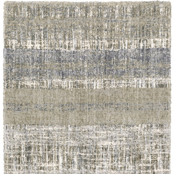 HomeRoots 2' Grey and Ivory Abstract Lines Runner Rug - Modern Vintage Style for Hallways and Living Spaces 9'10" x 12'10" 383681