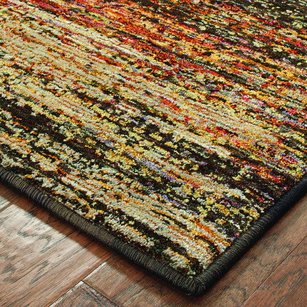 Homeroots 2' X 8' Gold And Slate Abstract Runner Rug Gold,Charcoal Nylon 383682