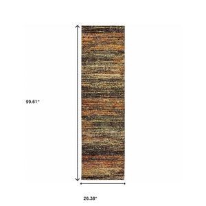 Homeroots 2' X 8' Gold And Slate Abstract Runner Rug Gold,Charcoal Nylon 383682