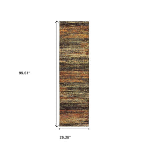 HomeRoots 2' X 8' Contemporary Gold and Slate Abstract Runner Rug for Elegant Hallways and Entryways Gold/ Charcoal 2'3" x 8' 383682
