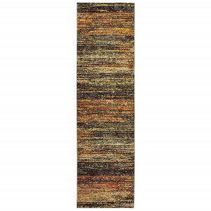 Homeroots 12' Gold And Slate Abstract Runner Rug Gold,Charcoal Nylon 383683