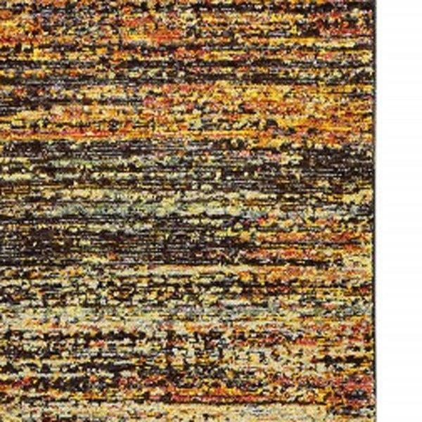 Homeroots 12' Gold And Slate Abstract Runner Rug Gold,Charcoal Nylon 383683