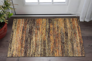HomeRoots 2' X 8' Contemporary Gold and Slate Abstract Runner Rug for Elegant Hallways and Entryways Gold/ Charcoal 3'3" x 5'2" 383684