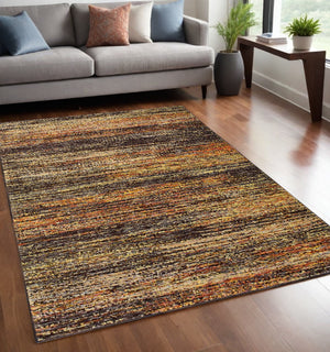 Homeroots 5' X 8' Gold And Slate Abstract Area Rug Gold,Charcoal Nylon 383685