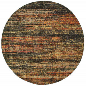 Homeroots 7' Round Gold And Slate Abstract Area Rug Gold,Charcoal Nylon 383688