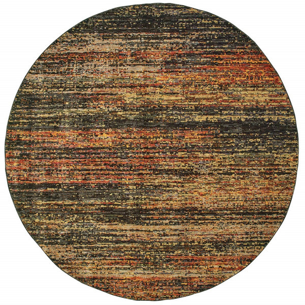Homeroots 7' Round Gold And Slate Abstract Area Rug Gold,Charcoal Nylon 383688