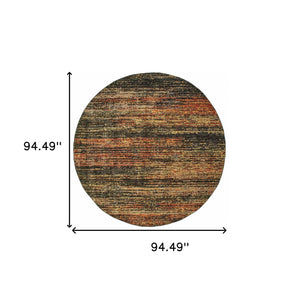 Homeroots 7' Round Gold And Slate Abstract Area Rug Gold,Charcoal Nylon 383688