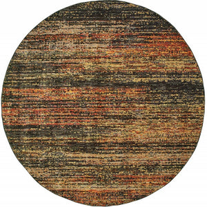 Homeroots 7' Round Gold And Slate Abstract Area Rug Gold,Charcoal Nylon 383688
