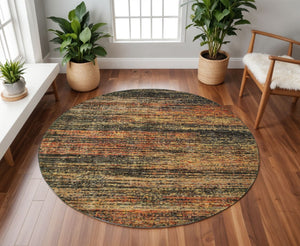 HomeRoots 2' X 8' Contemporary Gold and Slate Abstract Runner Rug for Elegant Hallways and Entryways Gold/ Charcoal 7'10" Round 383688