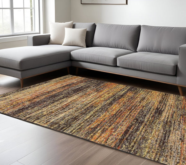 HomeRoots 2' X 8' Contemporary Gold and Slate Abstract Runner Rug for Elegant Hallways and Entryways Gold/ Charcoal 8'6" x 11'7" 383689