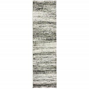 Homeroots 2' X 8' Ash And Slate Abstract Runner Rug Ash,Charcoal Nylon 383691