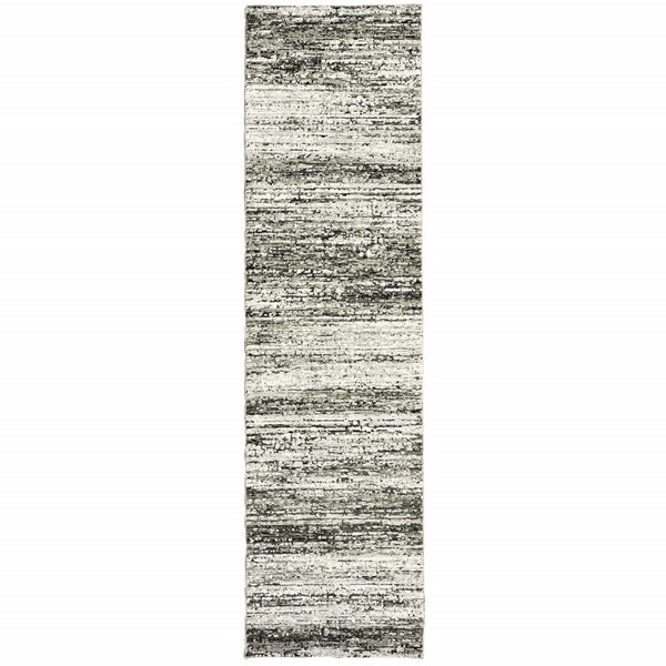 Homeroots 2' X 8' Ash And Slate Abstract Runner Rug Ash,Charcoal Nylon 383691