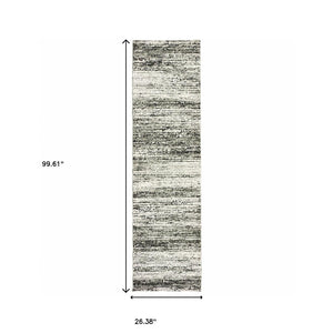 Homeroots 2' X 8' Ash And Slate Abstract Runner Rug Ash,Charcoal Nylon 383691