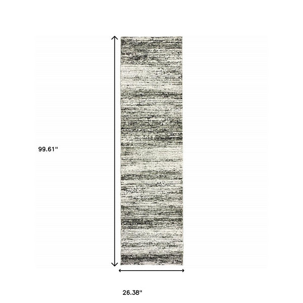Homeroots 2' X 8' Ash And Slate Abstract Runner Rug Ash,Charcoal Nylon 383691