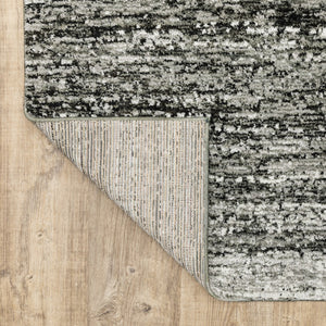 Homeroots 12' Ash And Slate Abstract Runner Rug Ash,Charcoal Nylon 383692