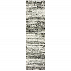 Homeroots 12' Ash And Slate Abstract Runner Rug Ash,Charcoal Nylon 383692