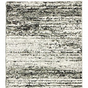 Homeroots 12' Ash And Slate Abstract Runner Rug Ash,Charcoal Nylon 383692