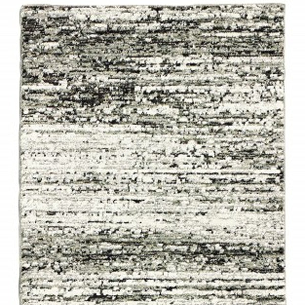 Homeroots 12' Ash And Slate Abstract Runner Rug Ash,Charcoal Nylon 383692