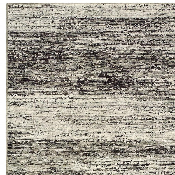 HomeRoots 2' X 8' Abstract Runner Rug - Modern Retro Design, Durable, Easy Care for High-Traffic Areas Ash/ Charcoal 3'3" x 5'2" 383693