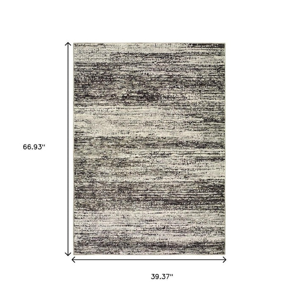 HomeRoots 2' X 8' Abstract Runner Rug - Modern Retro Design, Durable, Easy Care for High-Traffic Areas Ash/ Charcoal 3'3" x 5'2" 383693