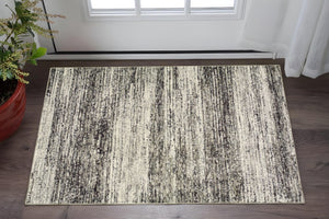 HomeRoots 2' X 8' Abstract Runner Rug - Modern Retro Design, Durable, Easy Care for High-Traffic Areas Ash/ Charcoal 3'3" x 5'2" 383693