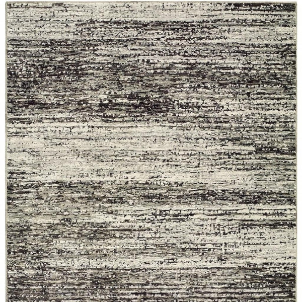 HomeRoots 2' X 8' Abstract Runner Rug - Modern Retro Design, Durable, Easy Care for High-Traffic Areas Ash/ Charcoal 3'3" x 5'2" 383693