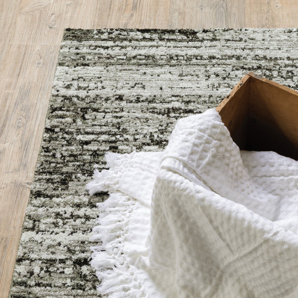 HomeRoots 2' X 8' Abstract Runner Rug - Modern Retro Design, Durable, Easy Care for High-Traffic Areas Ash/ Charcoal 5'3" x 7'3" 383694