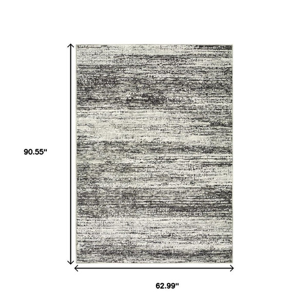 HomeRoots 2' X 8' Abstract Runner Rug - Modern Retro Design, Durable, Easy Care for High-Traffic Areas Ash/ Charcoal 5'3" x 7'3" 383694