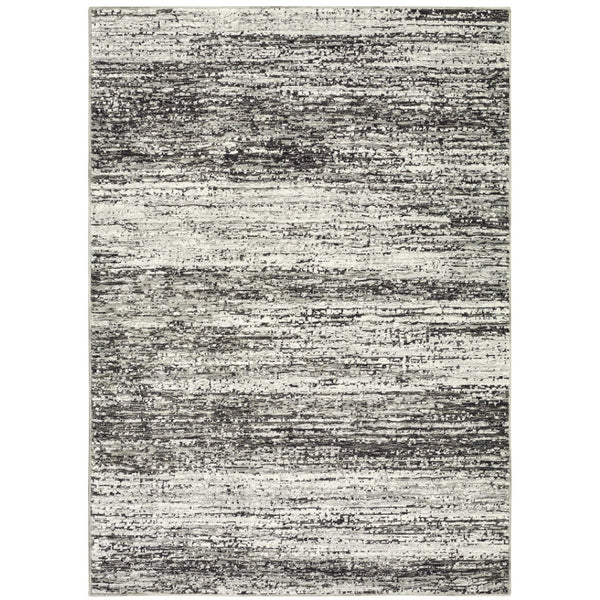 HomeRoots 2' X 8' Abstract Runner Rug - Modern Retro Design, Durable, Easy Care for High-Traffic Areas Ash/ Charcoal 6'7" x 9'6" 383695