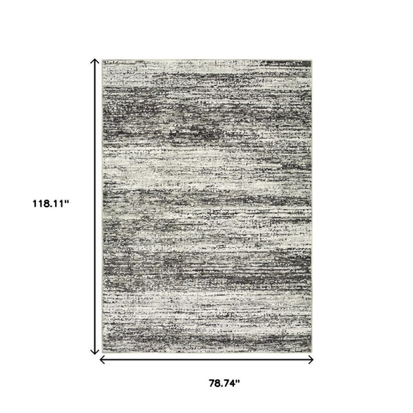 HomeRoots 2' X 8' Abstract Runner Rug - Modern Retro Design, Durable, Easy Care for High-Traffic Areas Ash/ Charcoal 6'7" x 9'6" 383695