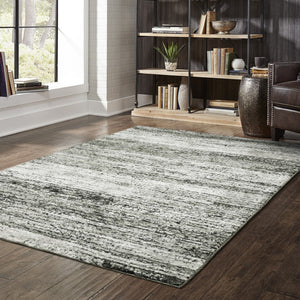 HomeRoots 2' X 8' Abstract Runner Rug - Modern Retro Design, Durable, Easy Care for High-Traffic Areas Ash/ Charcoal 7'10" x 10'10" 383696