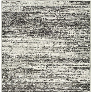 HomeRoots 2' X 8' Abstract Runner Rug - Modern Retro Design, Durable, Easy Care for High-Traffic Areas Ash/ Charcoal 7'10" x 10'10" 383696