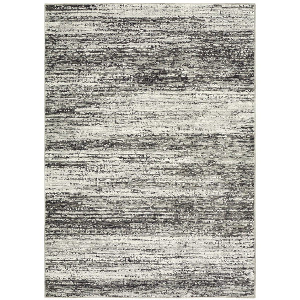 HomeRoots 2' X 8' Abstract Runner Rug - Modern Retro Design, Durable, Easy Care for High-Traffic Areas Ash/ Charcoal 7'10" x 10'10" 383696