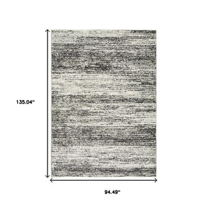 HomeRoots 2' X 8' Abstract Runner Rug - Modern Retro Design, Durable, Easy Care for High-Traffic Areas Ash/ Charcoal 7'10" x 10'10" 383696